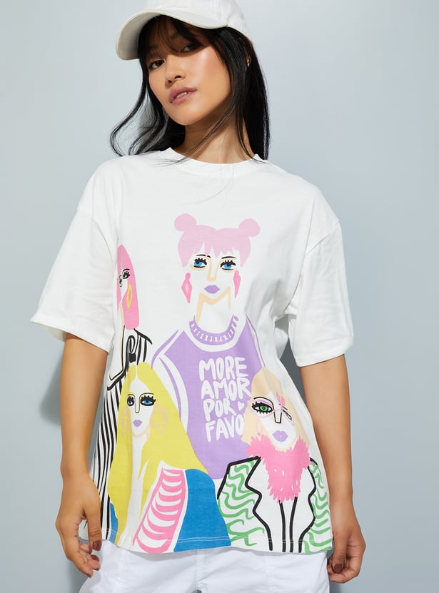 Casual Women’s Printed T-shirt Trendy Relaxed Fit Comfortable Tee for Outings and Travel