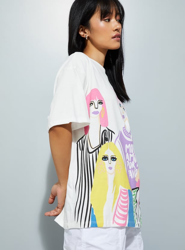 Casual Women’s Printed T-shirt Trendy Relaxed Fit Comfortable Tee for Outings and Travel