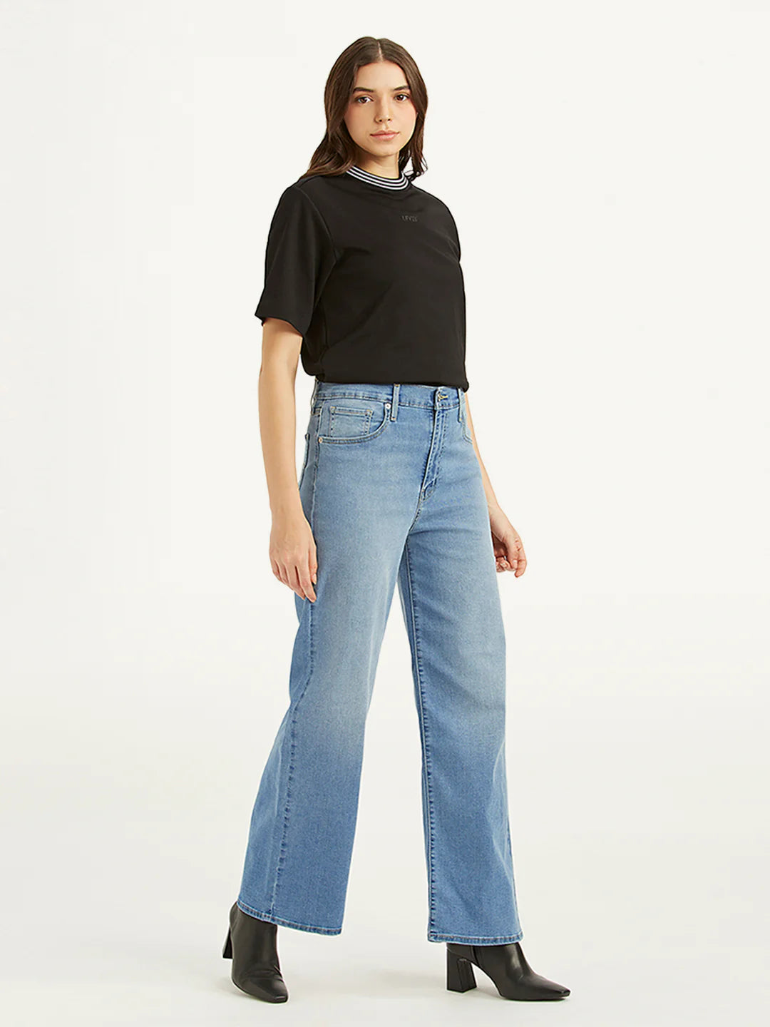Stylish Mile High Blue Jeans for Women with Comfortable Wide Leg Fit