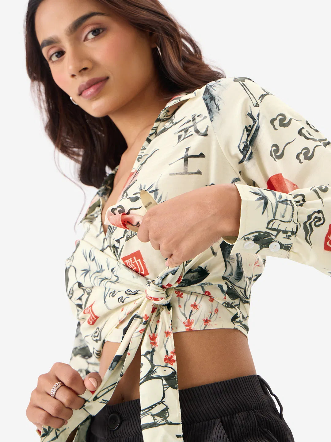 Vibrant Kung Fu Panda Cropped Top for Women Party & Casual Outings