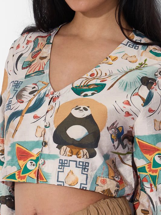 Women’s Cropped Tee Force Of The Wind Print for Outings and Summer Style