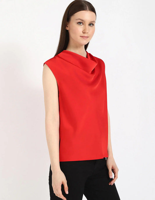Comfortable and Stylish Red Solid Top for Women Daily Wear