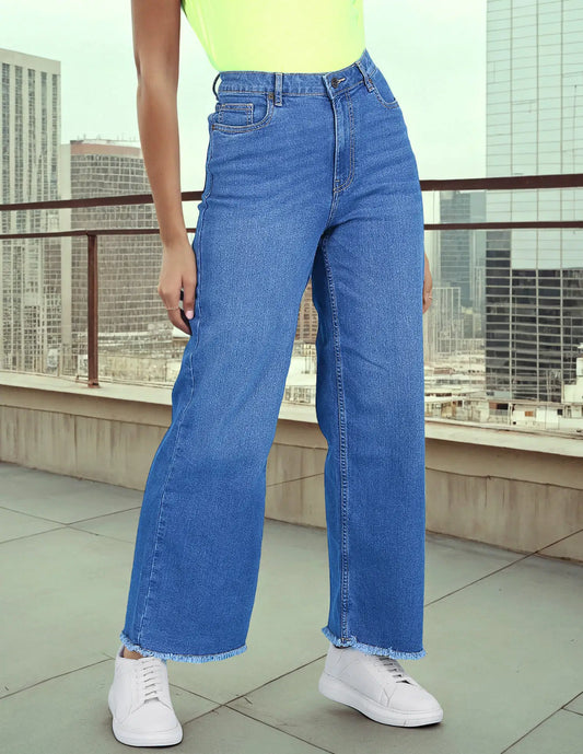 Versatile Women’s High Rise Wide Leg Jeans Perfect for Pairing with Tops and Kurtis