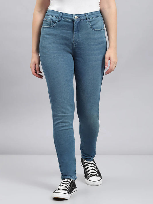 Comfortable Women’s Slim Fit Solid Blue Denims for Everyday Fashion