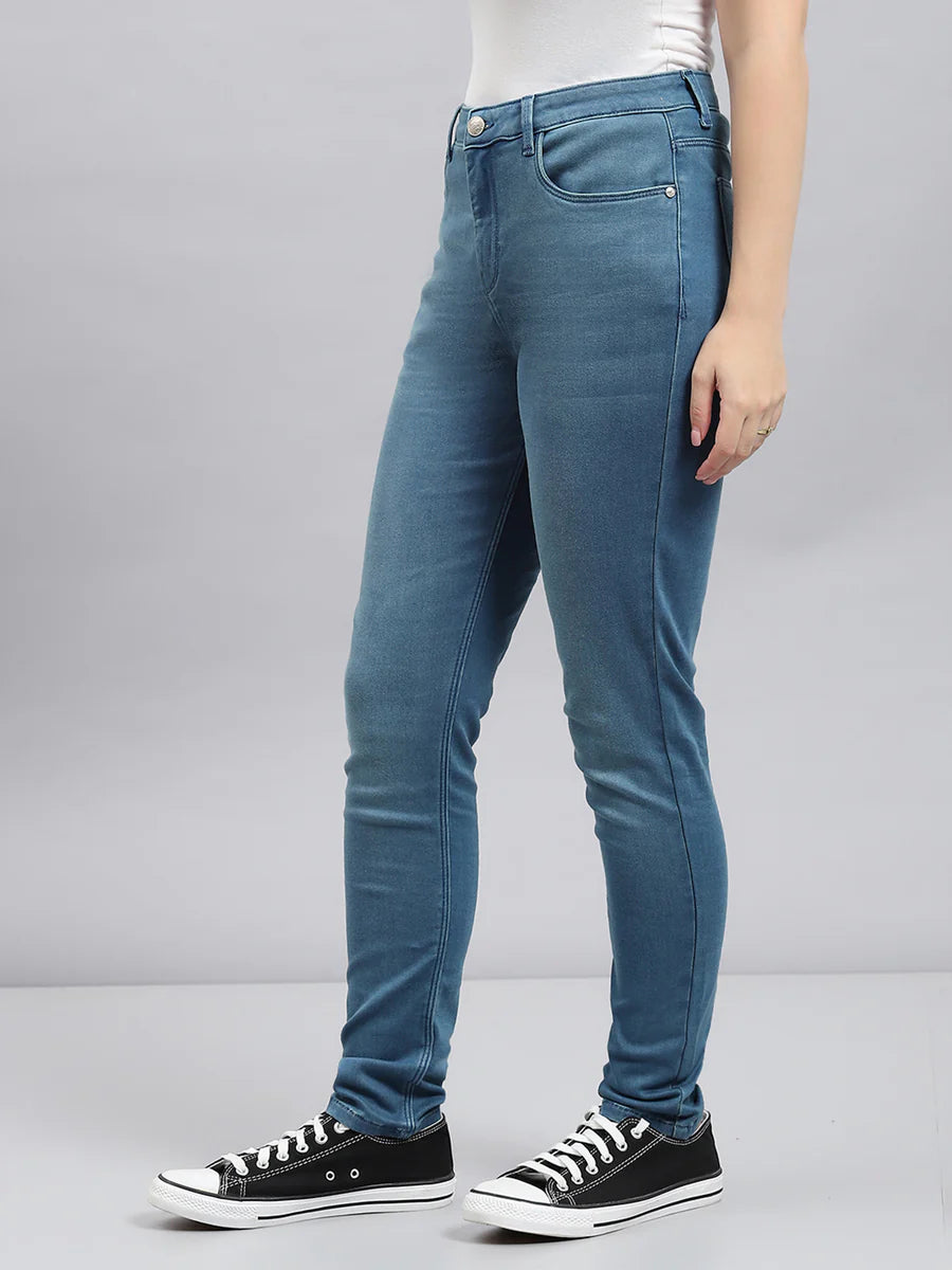 Comfortable Women’s Slim Fit Solid Blue Denims for Everyday Fashion