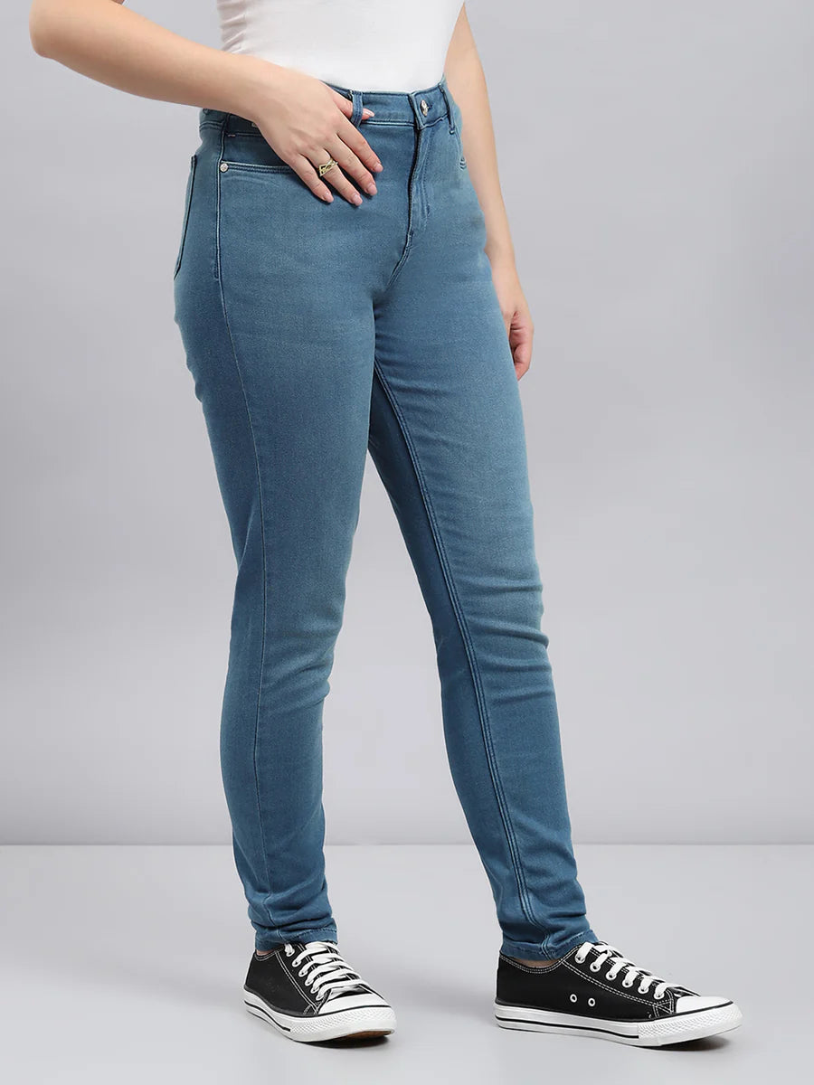Comfortable Women’s Slim Fit Solid Blue Denims for Everyday Fashion