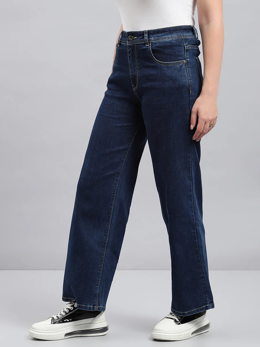 Classic Women Blue Solid Regular Fit Denim Jeans for Everyday Casual Wear