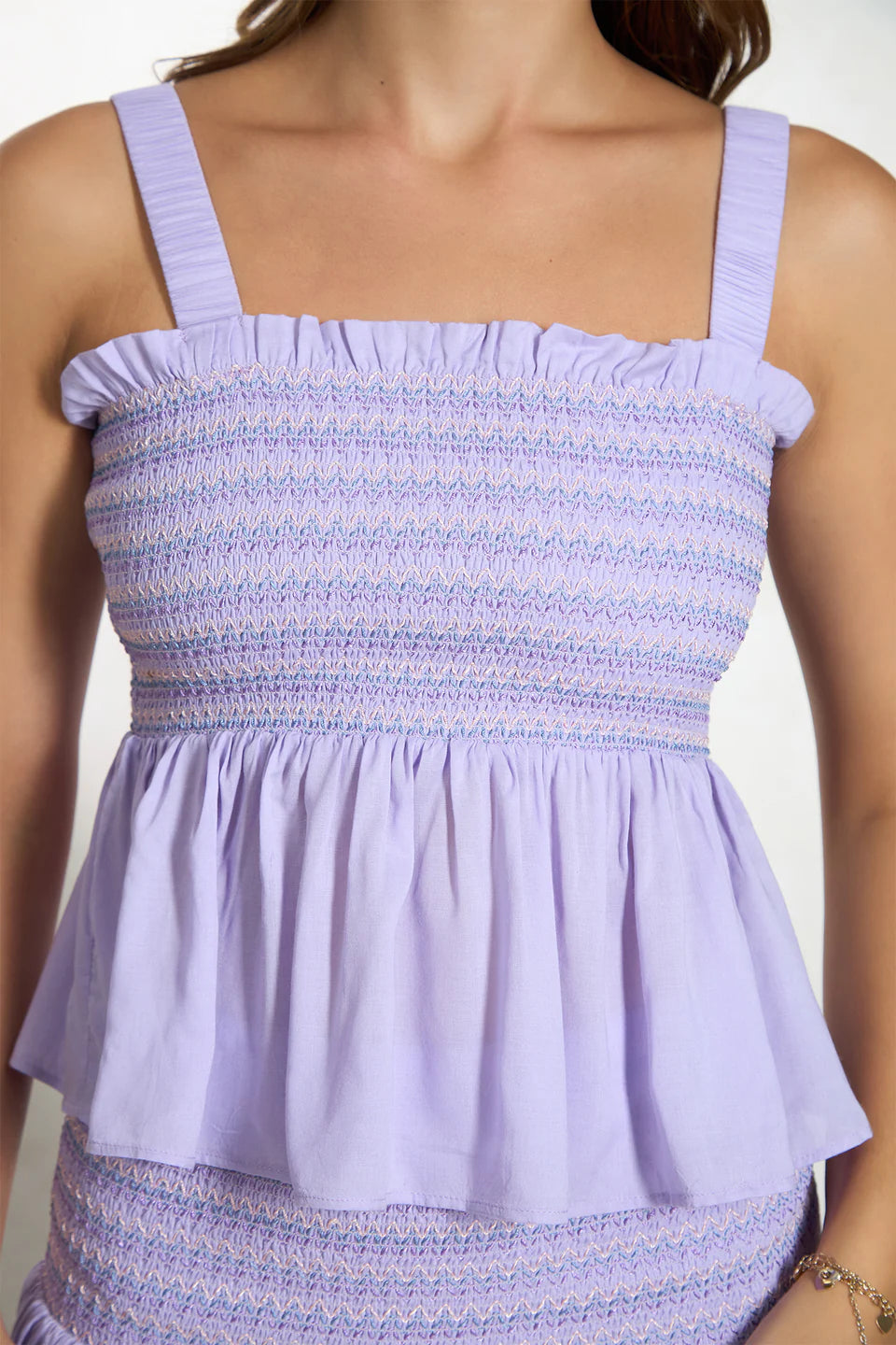 Fashionable Women’s Smocked Bodice Peplum Top for Parties & Outings