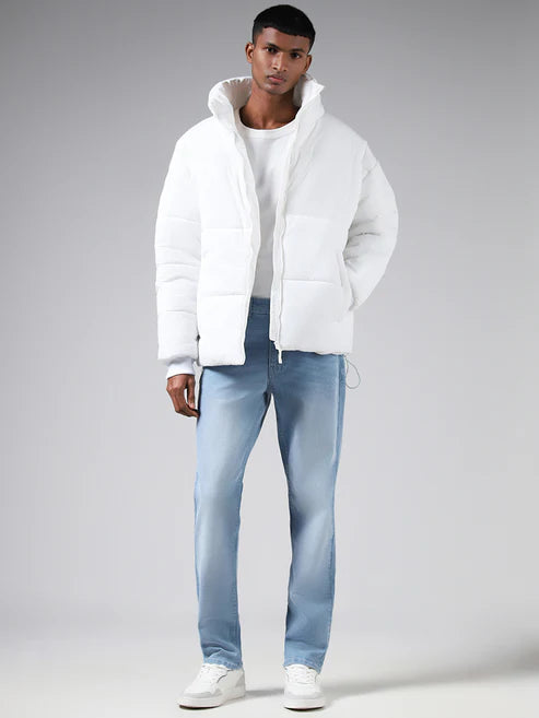 Ice Blue Mid Rise Jeans Relaxed Fit Trendy Comfortable Fashion Top for Men