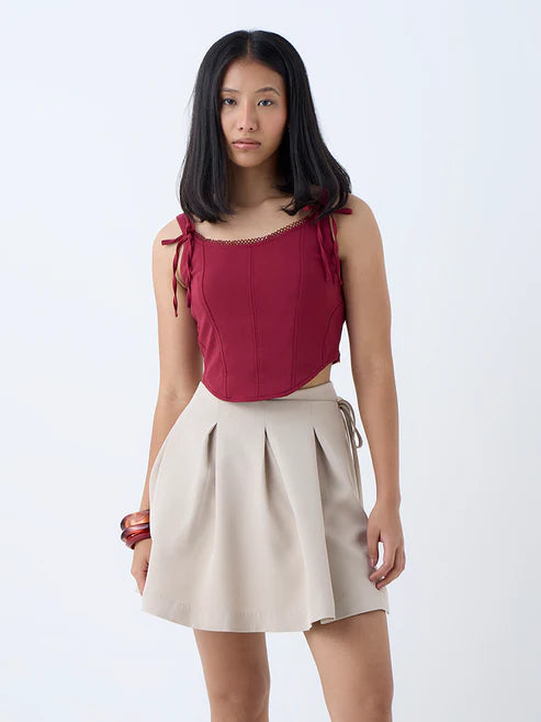 Modern Burgundy Corset Top for Women with Fashion-Forward Design