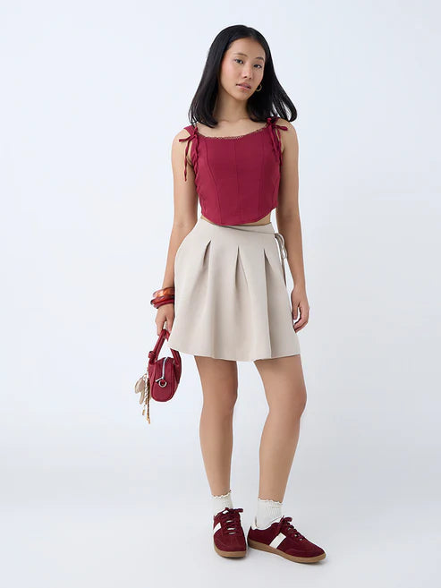 Modern Burgundy Corset Top for Women with Fashion-Forward Design
