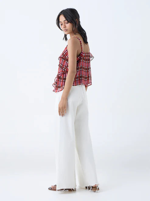 Casual Multicolour Checkered Top for Women Summer & Travel