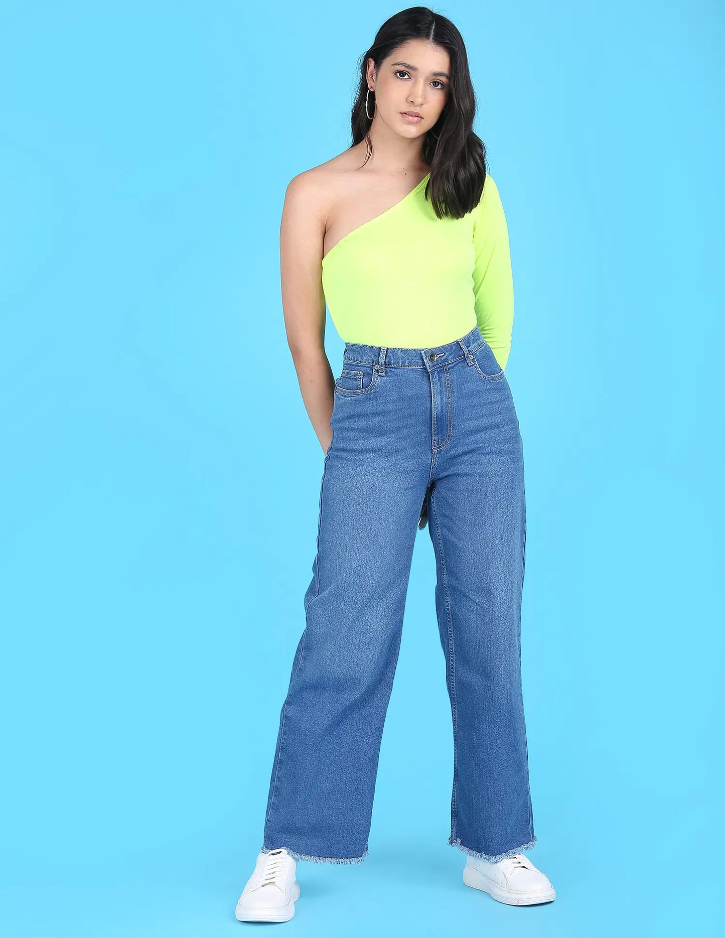 Versatile Women’s High Rise Wide Leg Jeans Perfect for Pairing with Tops and Kurtis