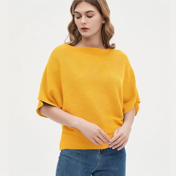 Comfortable Baggy Balloon Sleeve Ribbed Top for Women Work & Formal Wear