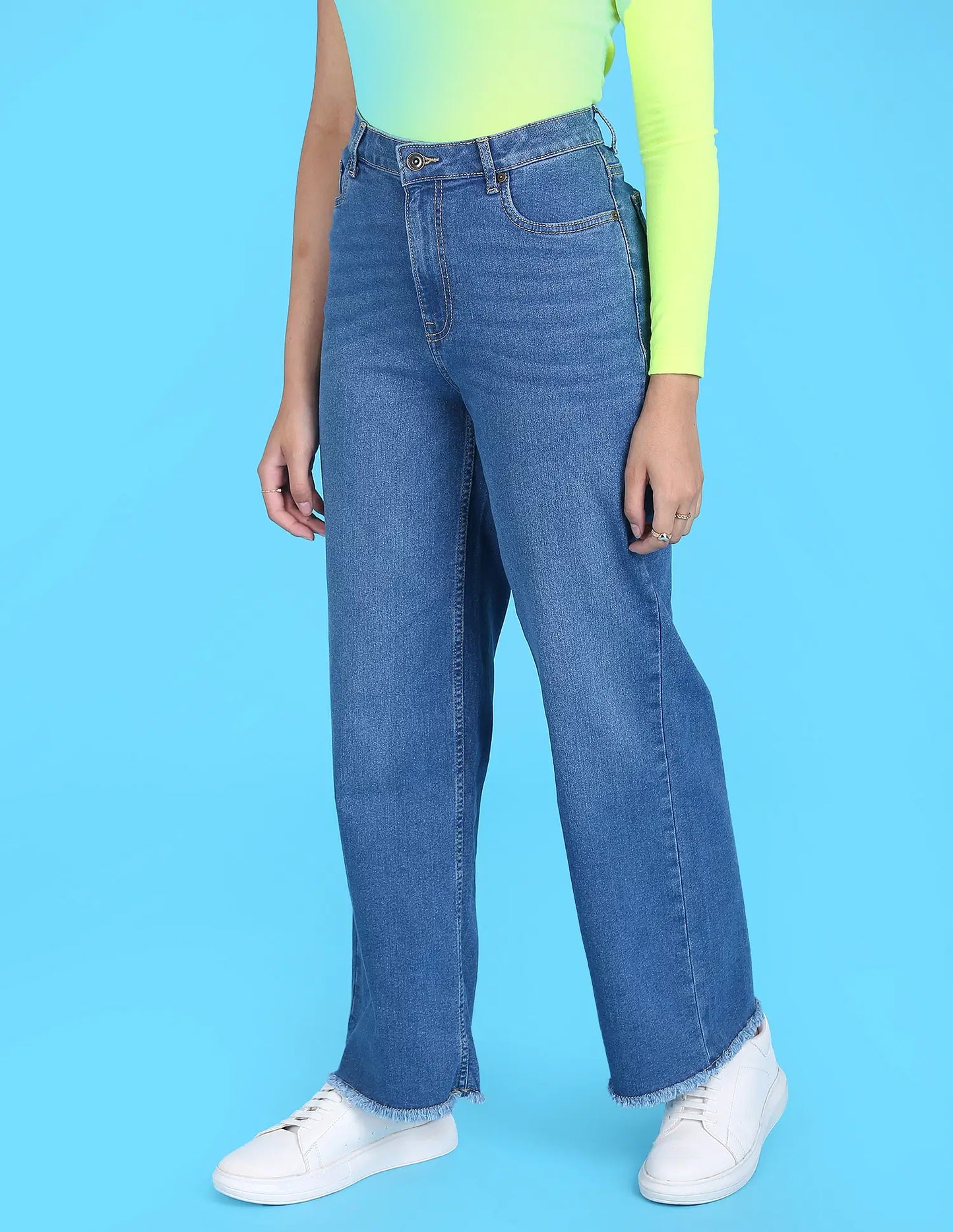 Versatile Women’s High Rise Wide Leg Jeans Perfect for Pairing with Tops and Kurtis