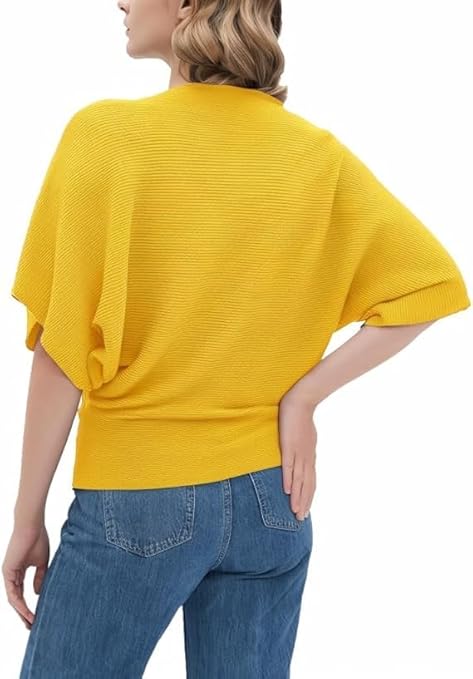 Comfortable Baggy Balloon Sleeve Ribbed Top for Women Work & Formal Wear