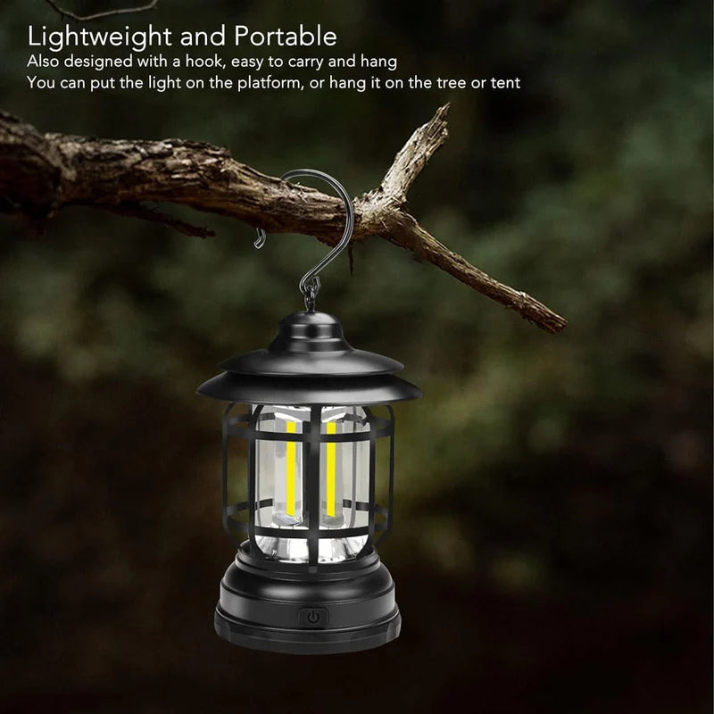 Waterproof Portable Camping Lamp with Knob Controlled LED and Type C Rechargeable Battery