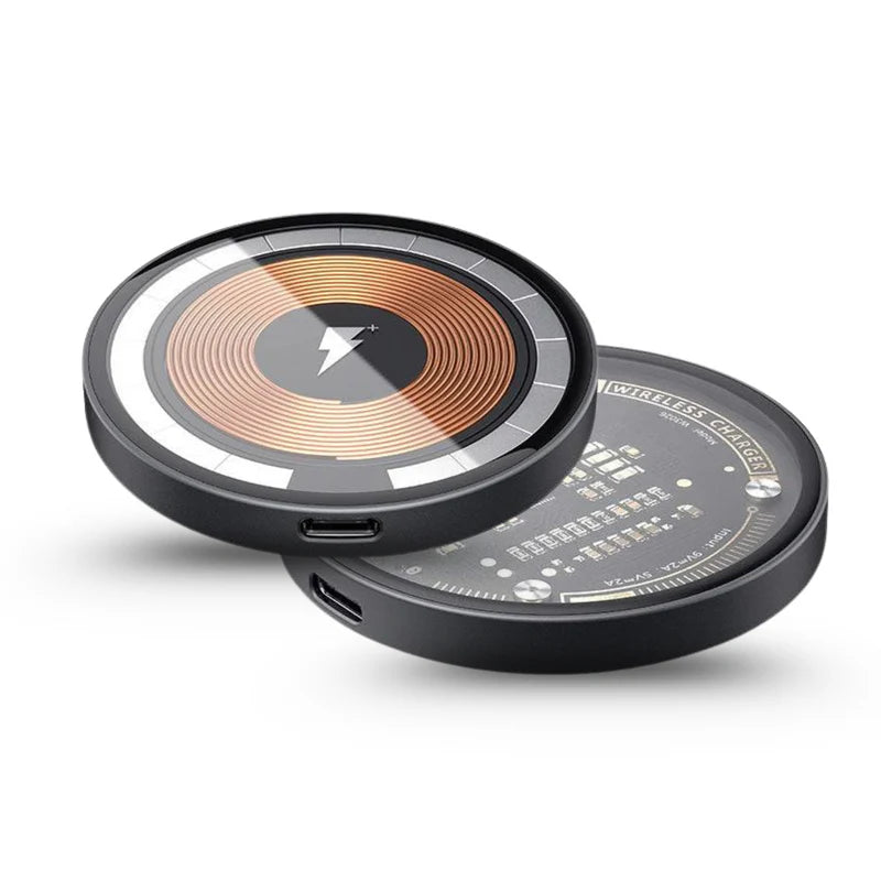 Wireless Charging Pad with Super Strong Magnets Tempered Glass and Fast Qi Support