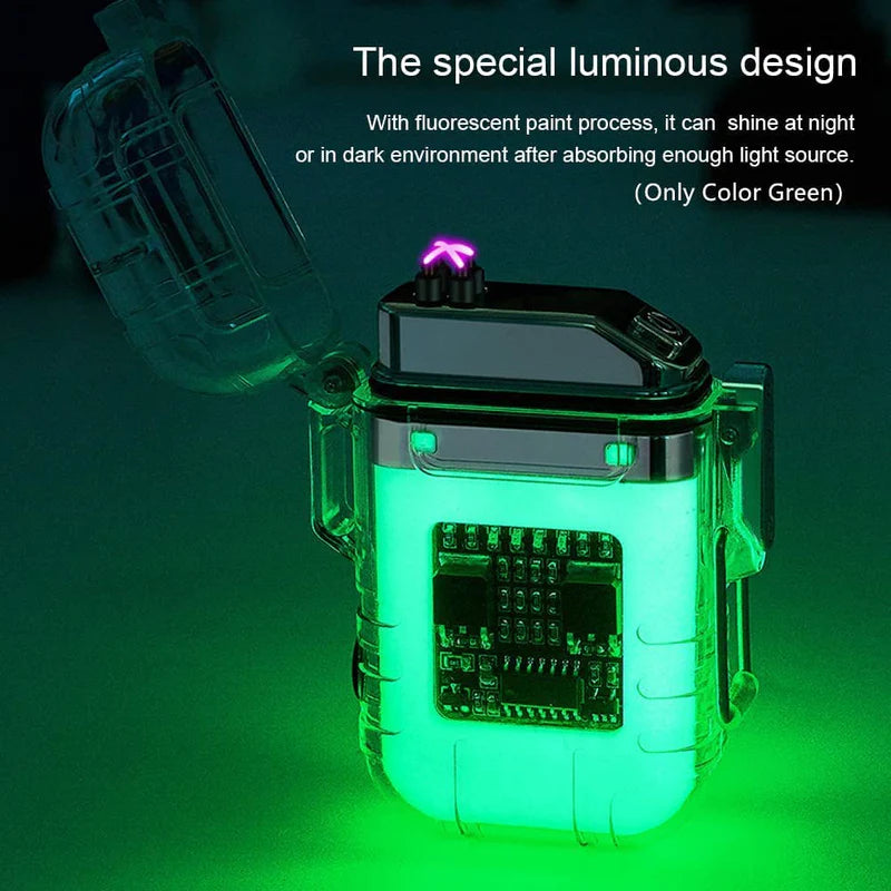 Dual Arc Windproof and Waterproof Lighter with Torch and C Type Charging
