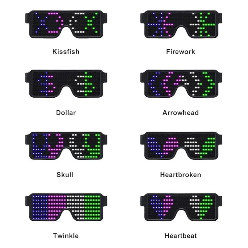 USB Rechargeable LED Party Glasses with Neon Glow and 11 Flashing Patterns