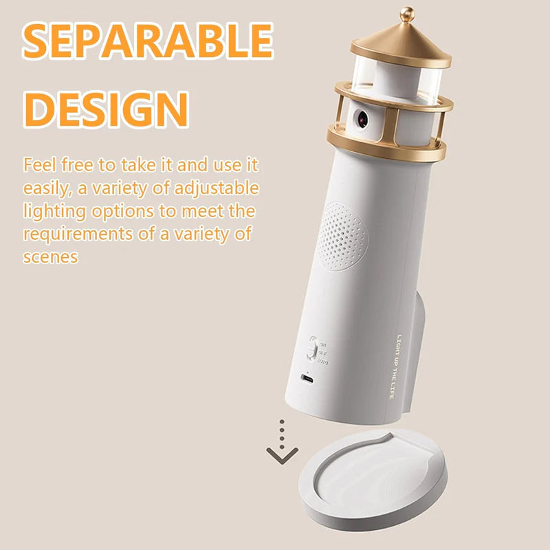 Cute Lighthouse Moonlight Projection Lamp for Gifting Bedroom and Kids Room