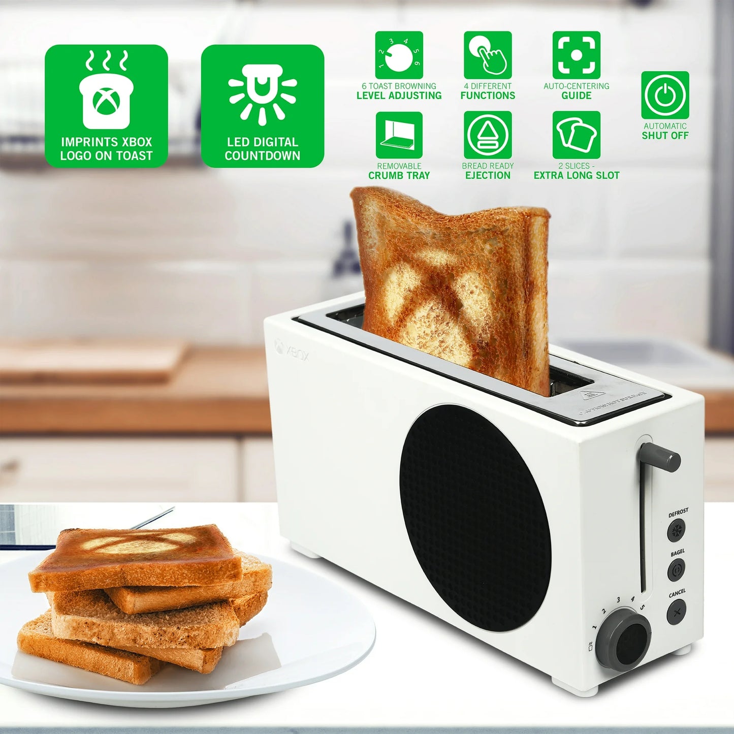 Compact Electric Slice Toaster with Detachable Crumb Tray