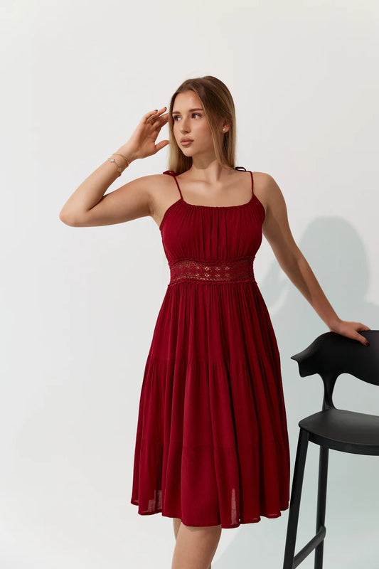 Modern Cotton Dress with Intricate Contrast Embroidery Work