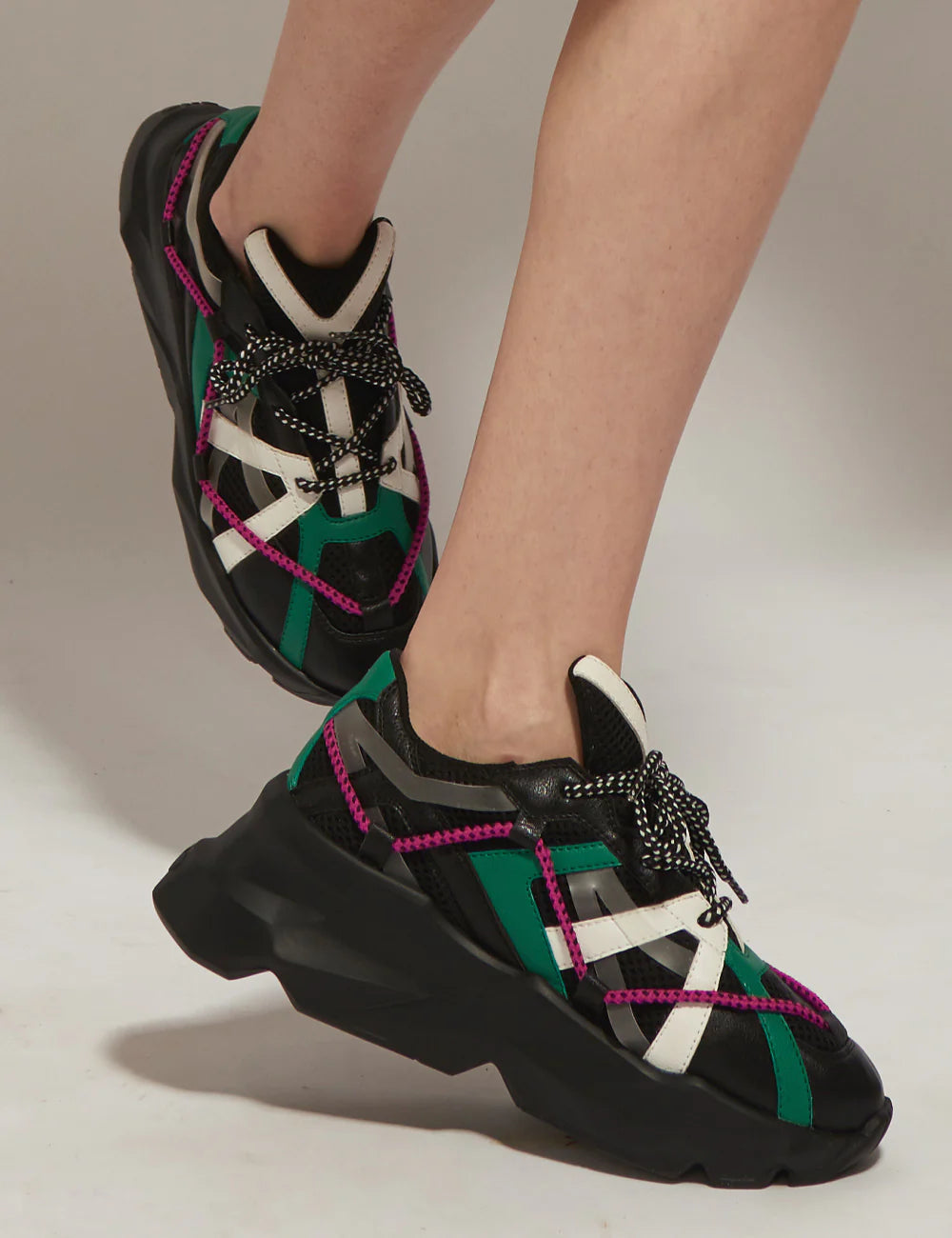 Black Over Panelled Sneakers for Women Casual and Fashionable