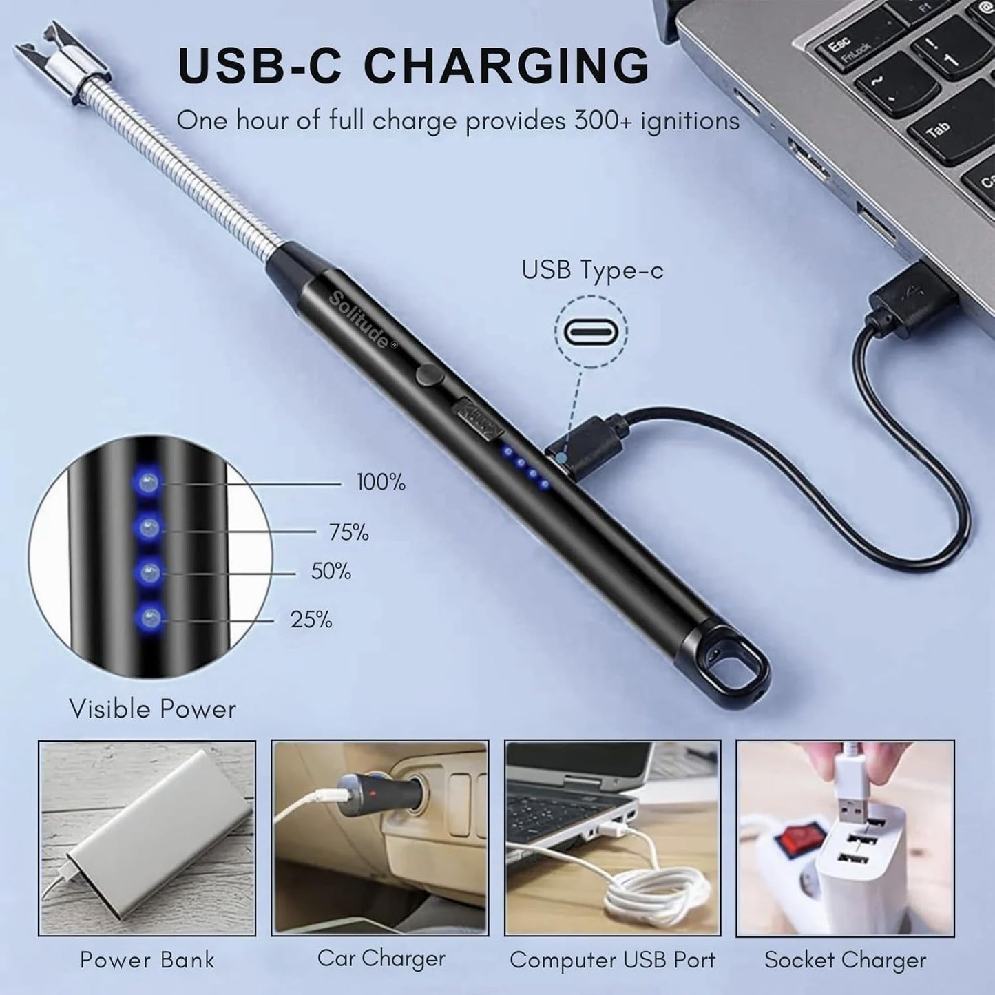 Electric Windproof Lighter with USB Charging for Home and Kitchen