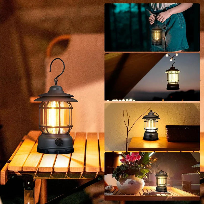 Waterproof Portable Camping Lamp with Knob Controlled LED and Type C Rechargeable Battery