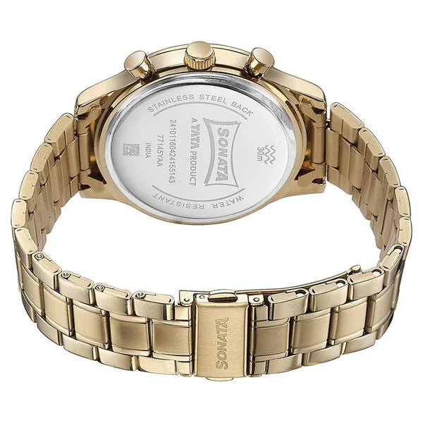 Durable Green Dial Gold Stainless Steel Strap Timepiece for Men