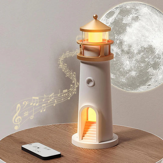 Cute Lighthouse Moonlight Projection Lamp for Gifting Bedroom and Kids Room