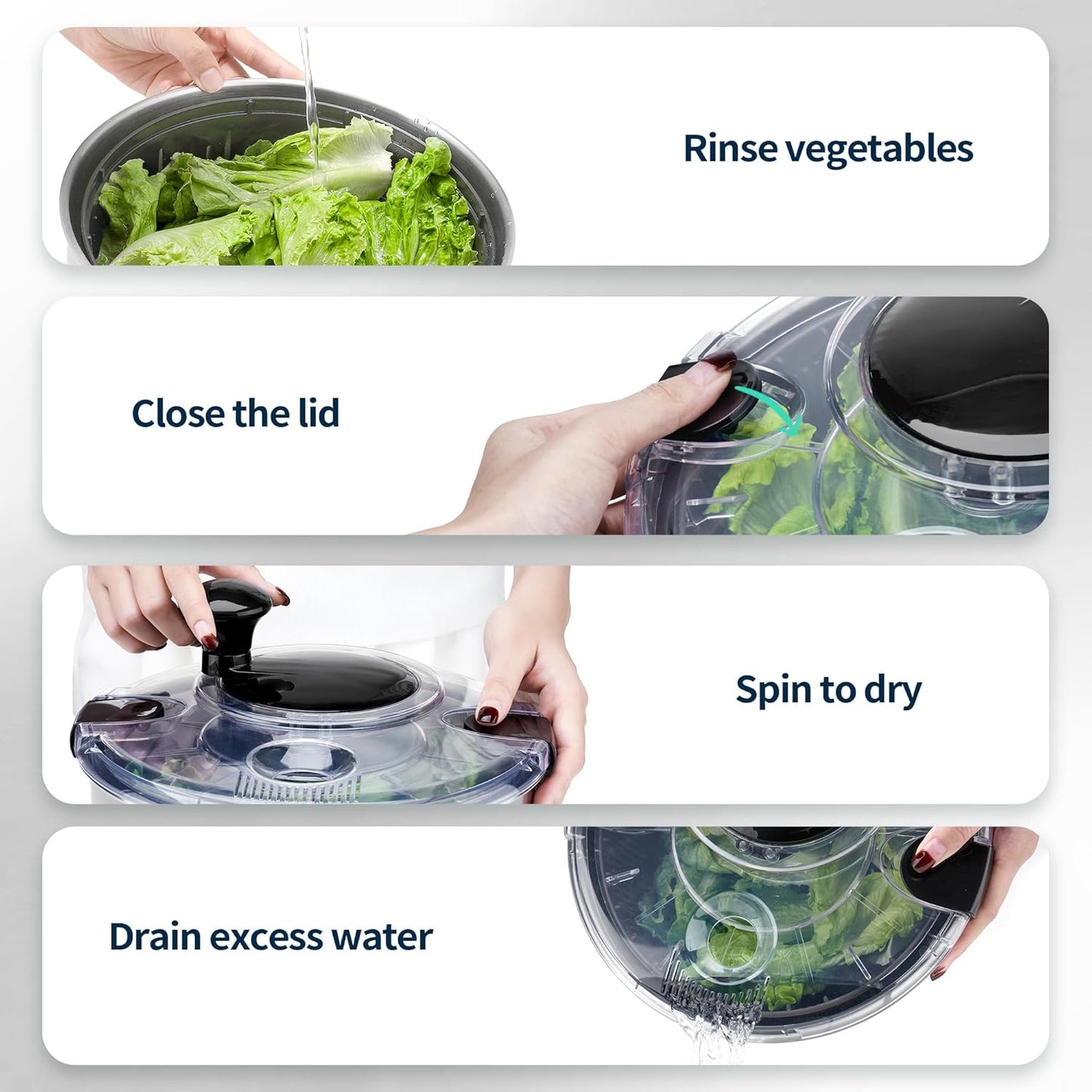 Crank Handle Salad Spinner Lettuce Dryer and Vegetable Washer