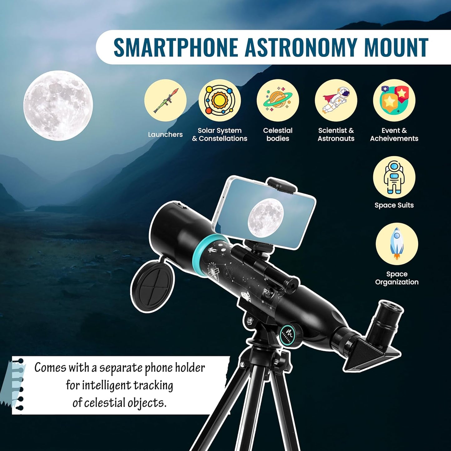 Educational Astronomical Telescope with Mobile App Support