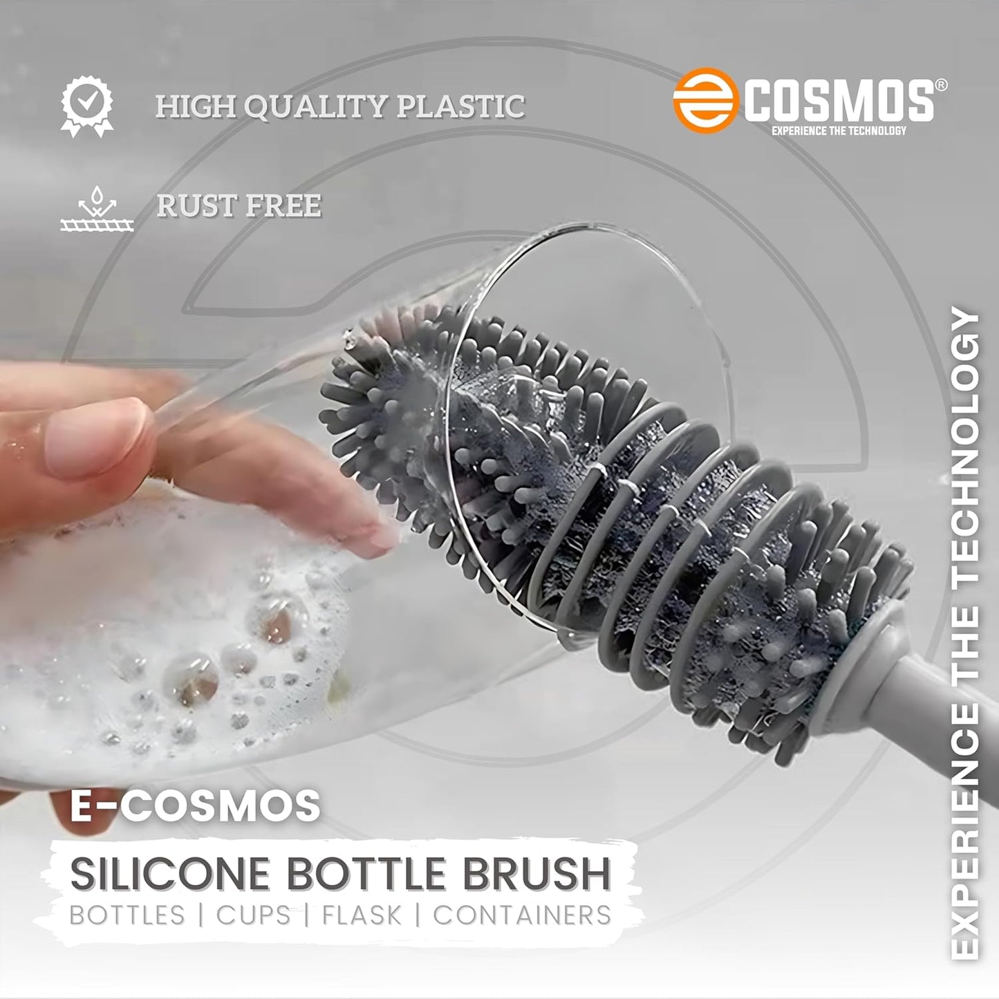 Long Handle Silicone Bottle Cleaning Brush for Water Bottles Glass and Containers