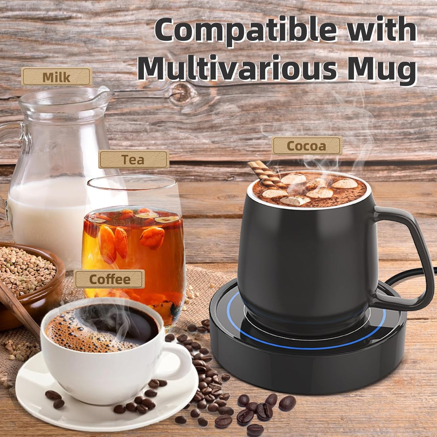 Home and Office Coffee Warmer with Mug Set Electric Cup Warmer Candle Heating Plate Auto Shut Off