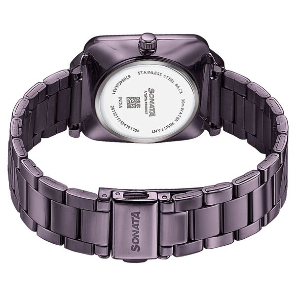 Classic Women’s Quartz Analog Watch with Purple Dial and Stainless Steel Bracelet