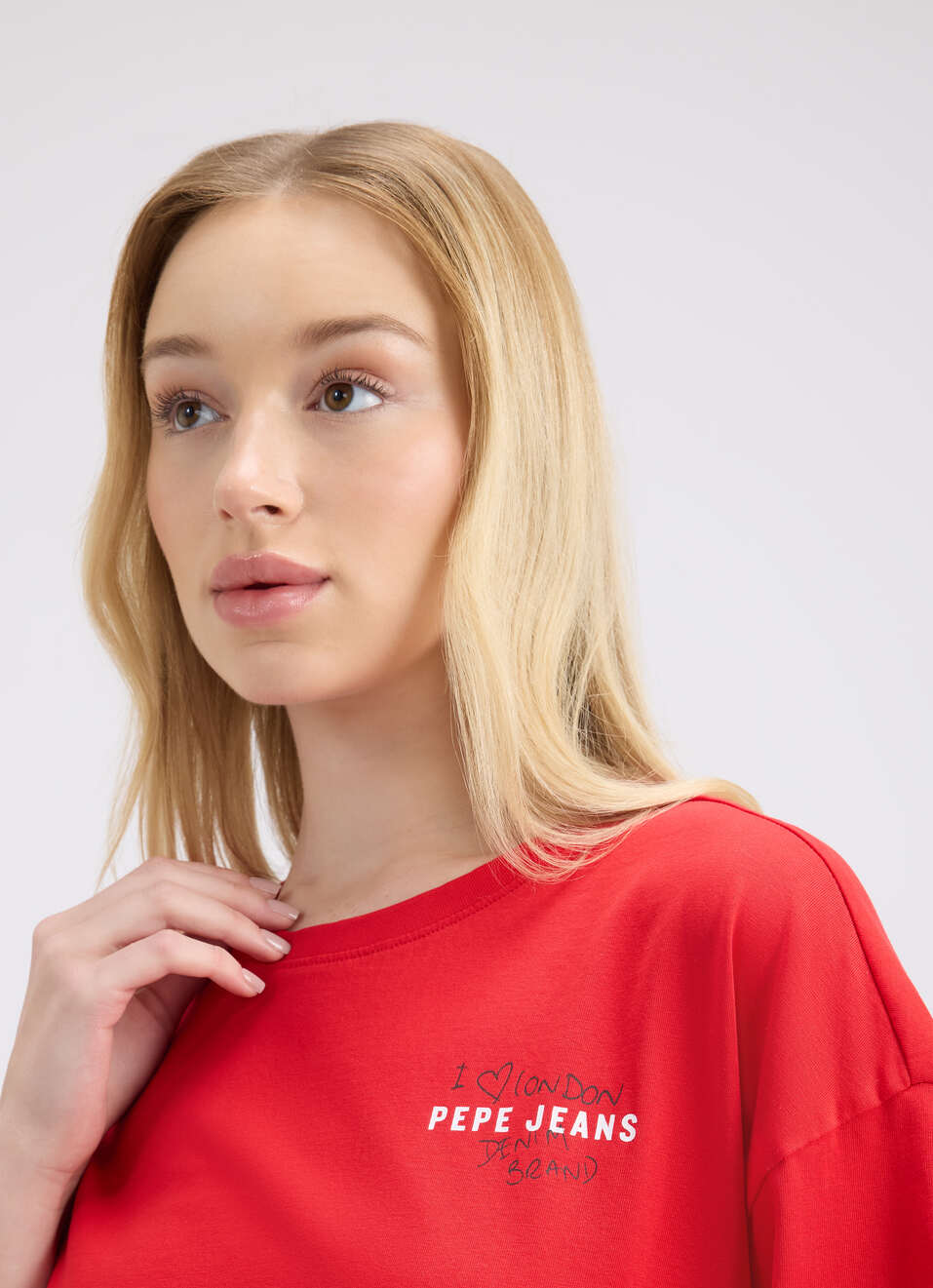 Red Back Print Relaxed Fit Short Sleeve T-Shirt for Women