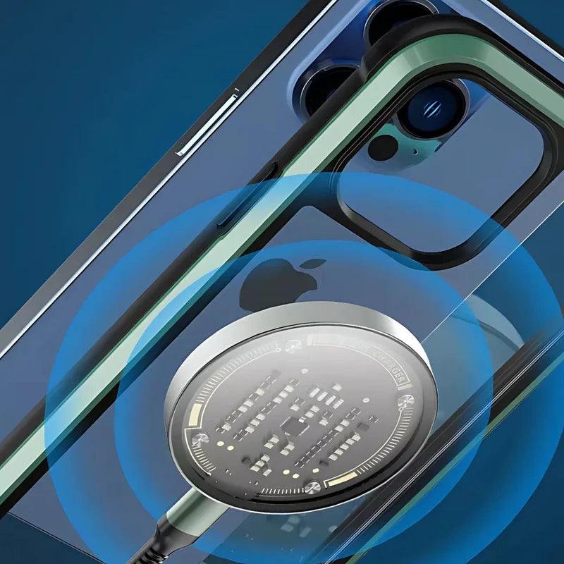 Wireless Charging Pad with Super Strong Magnets Tempered Glass and Fast Qi Support