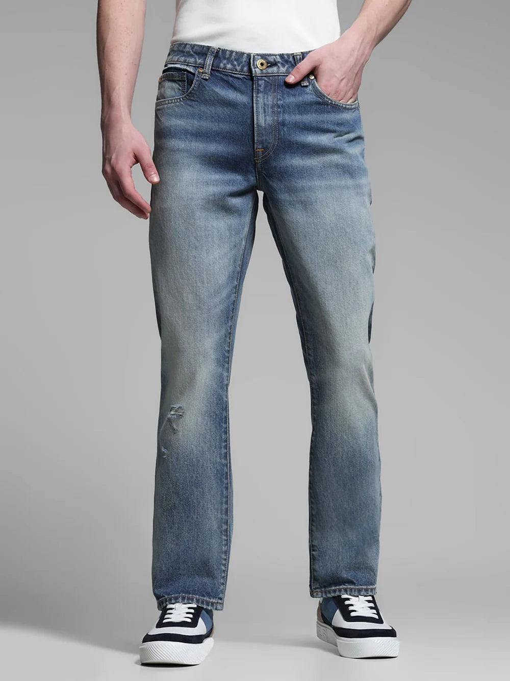 Versatile Blue Regular Fit Clark Jeans for Work Leisure and Travel
