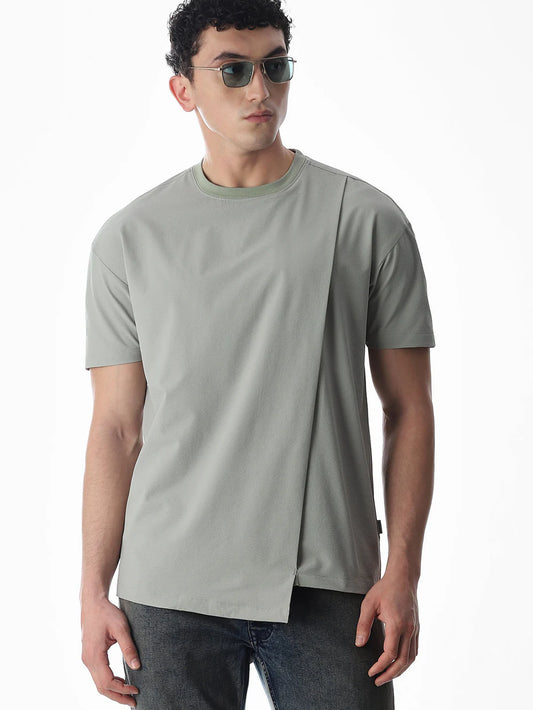 Soft Cotton Oversized Asymmetric T-Shirt Men Relaxed Everyday Look
