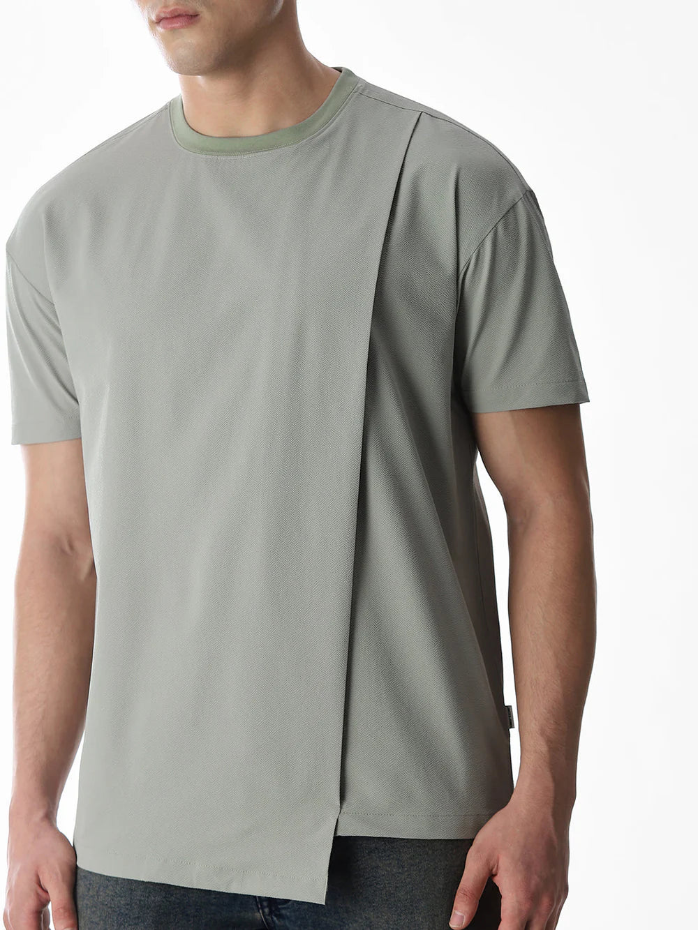 Soft Cotton Oversized Asymmetric T-Shirt Men Relaxed Everyday Look