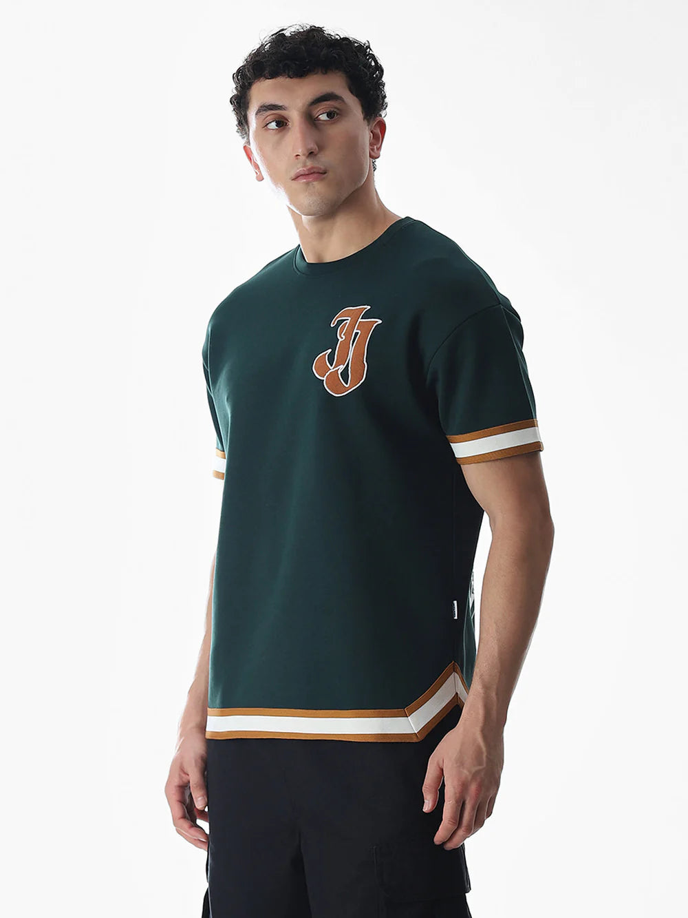 Trendy Men’s Varsity Green Drop Shoulder T-Shirt for Everyday Wear