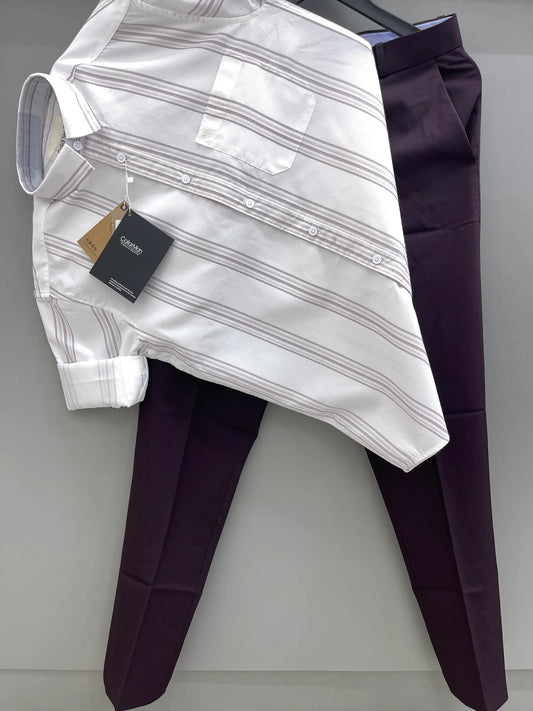 Fashionable Striped Shirt with Trouser Pants for Men for Trendy Formal and Office Outfits