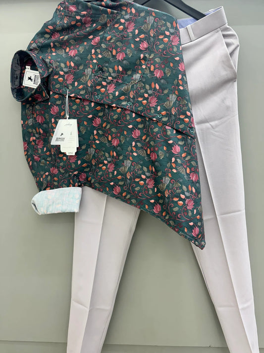 Elegant Printed Shirt Paired with Pants for Men for Casual, Office, and Semi-Formal Wear