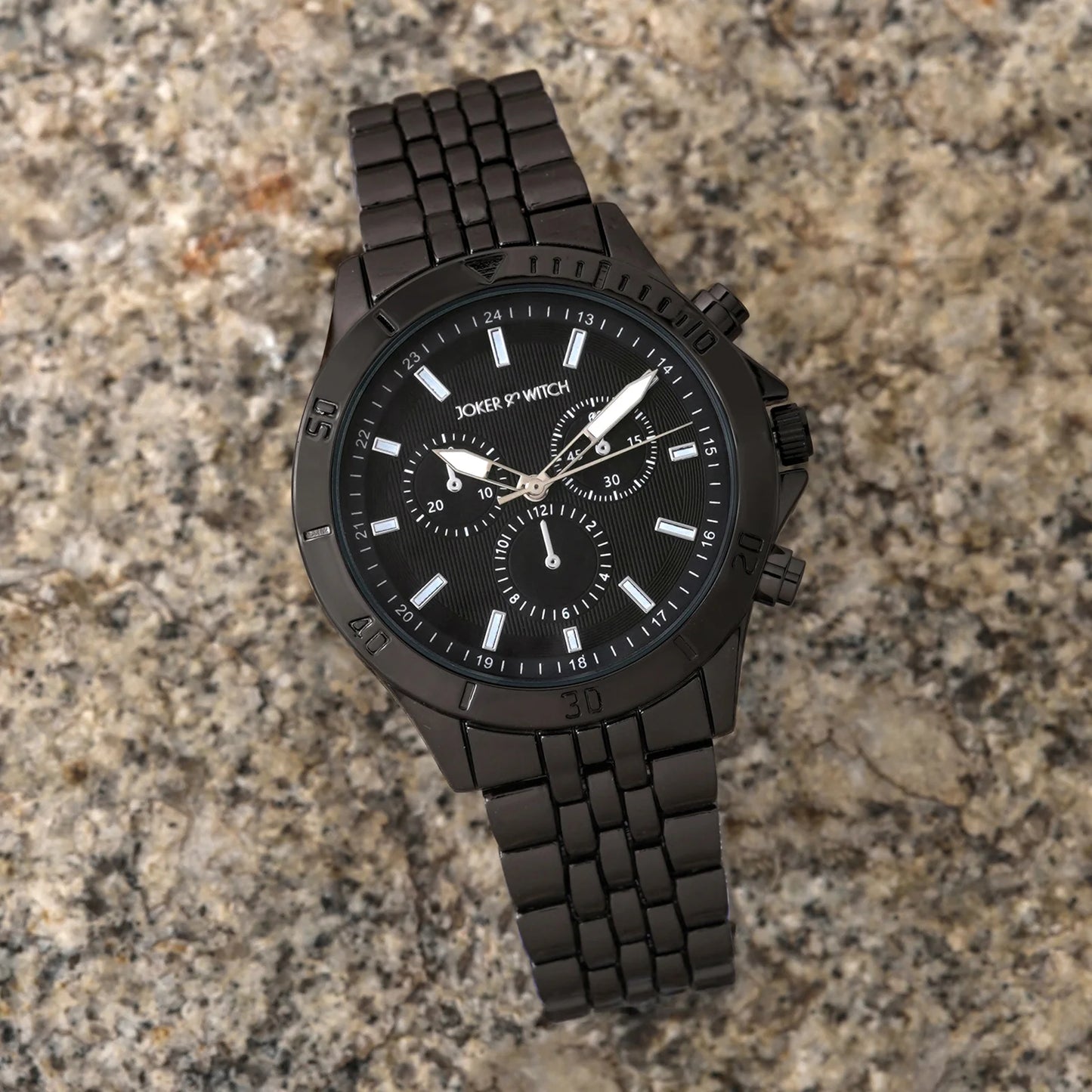 Men’s All Black Watch Metallic Strap Lightweight Comfortable Design