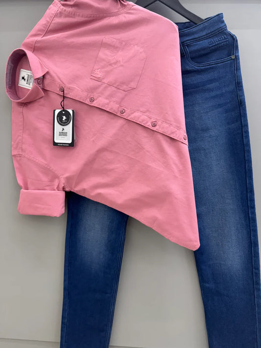 Comfortable Cotton Oxford Shirt with Jeans Pants for Relaxed and Everyday Look