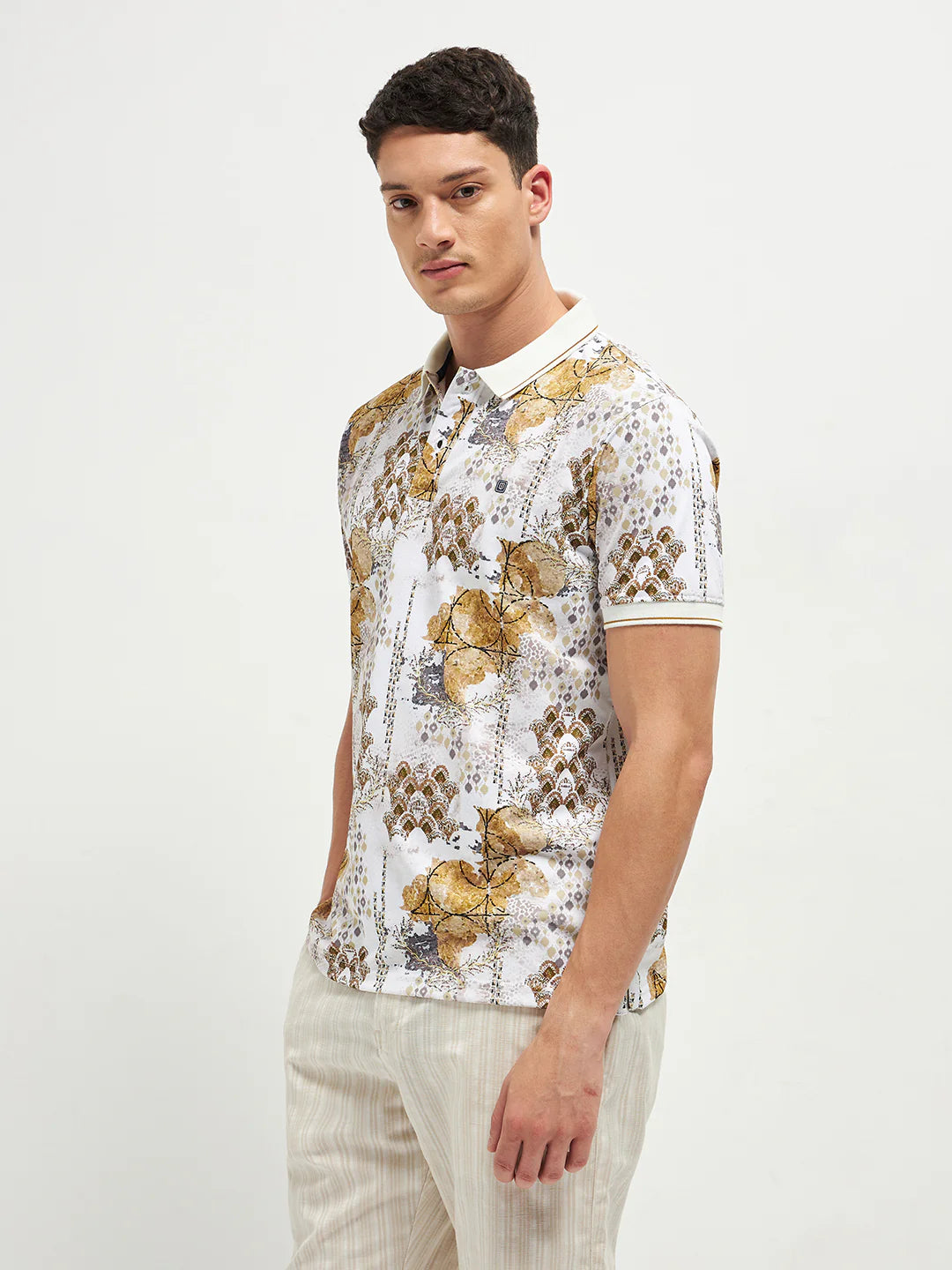 Fashionable Printed Polo T-Shirt for Men Smart Casual Outings