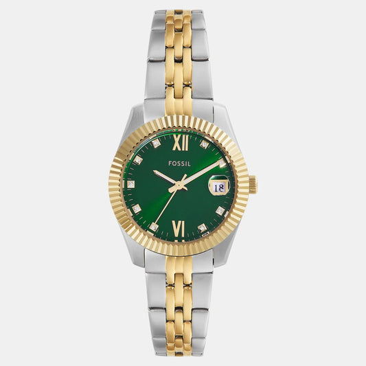 Trendy Green Dial Analog Watch with Stainless Steel Bracelet for Women