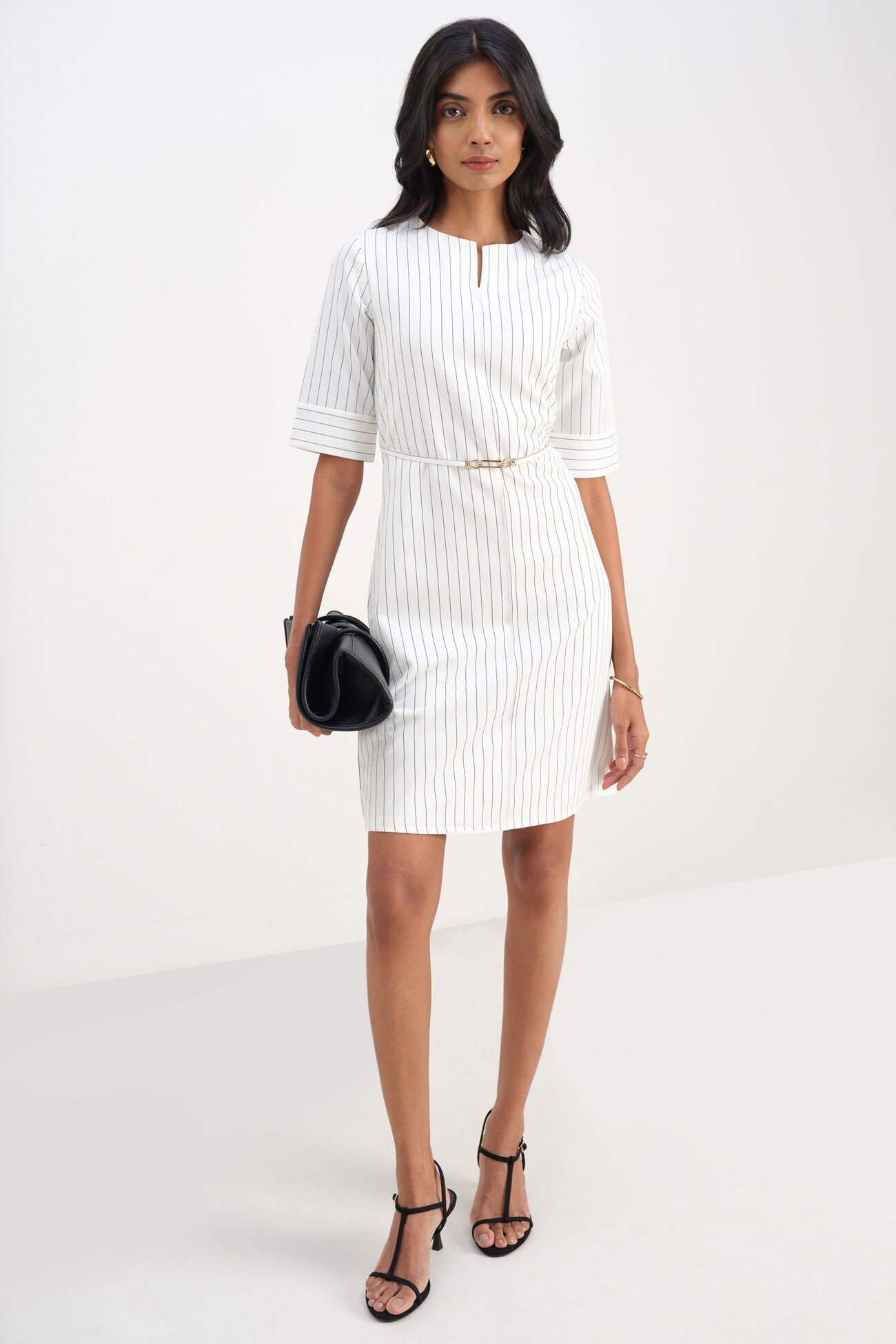 Sophisticated Monochrome Motion Dress for Party and Casual Wear
